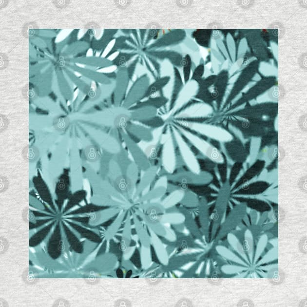 BIG AQUA AND TURQUOISE   FLORAL PALM LEAVES PATTERN FOR SUMMER by colorsandpatterns